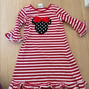 Red and White Striped Kids Dress with Bow